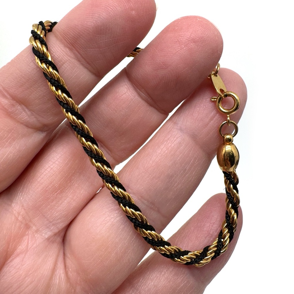 Trifari TM Gold and Black Twisted Rope Chain Bracelet - Picture 7 of 11